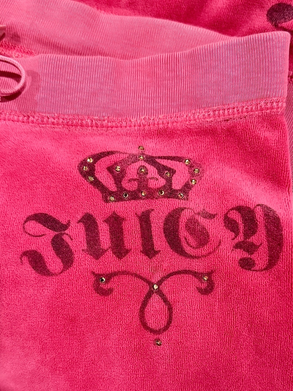VINTAGE Juicy Couture Velour Tracksuit Set Hot Pink Butterfly Crown Y2K~Size S - Picture 13 of 16